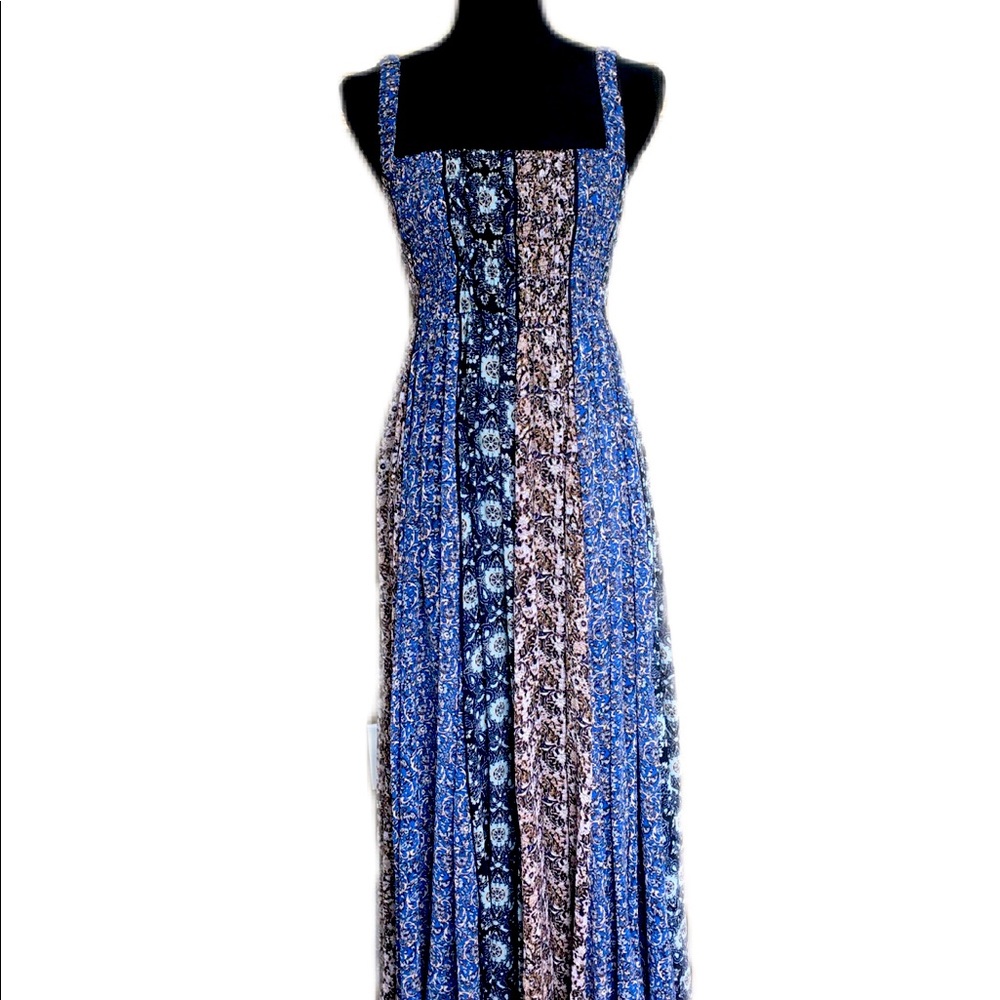 Free People Blue and Brown Maxi Dress